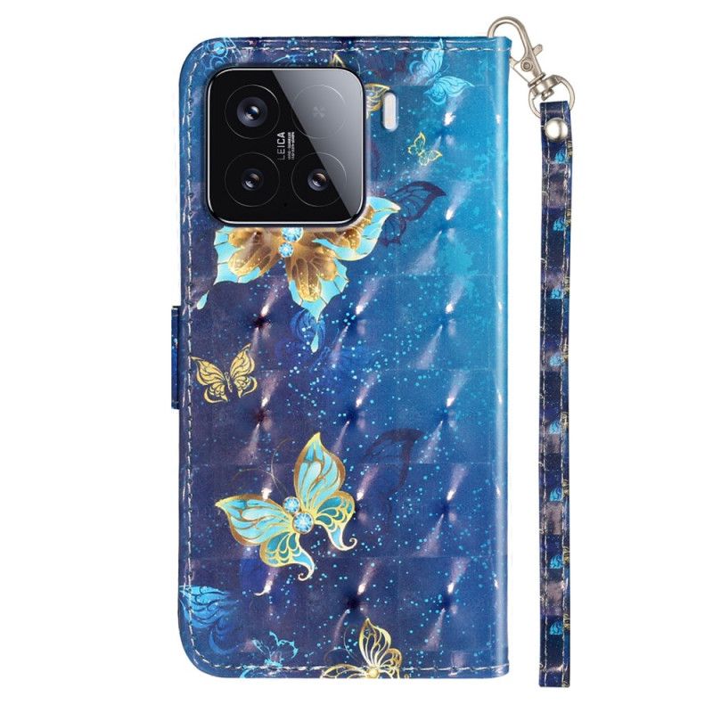 Kotelot Xiaomi 15t Pro Sinisiä Ja Kultaisia Perhosia