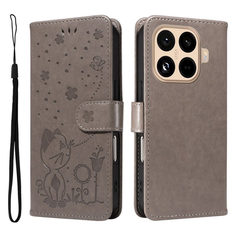 Nahkakotelo Xiaomi 15t Pro Kissa Ja Mehiläinen