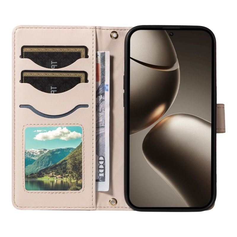 Nahkakotelo Xiaomi 15t Pro Tikattu Hihna Ja Olkahihna