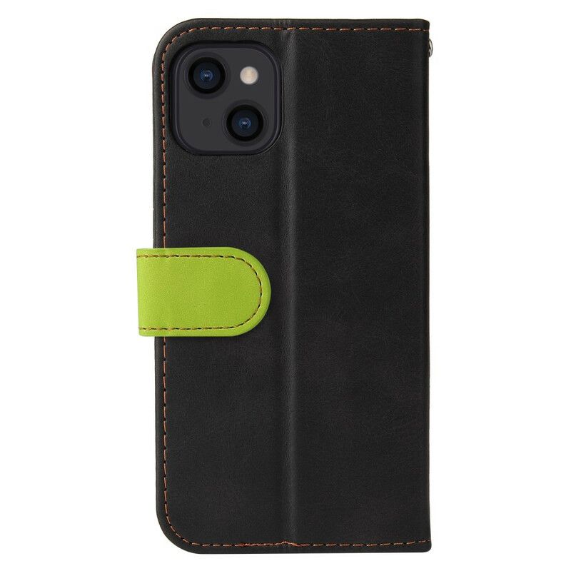 Flip Kotelot iPhone 13 Bicolor Faux Leather