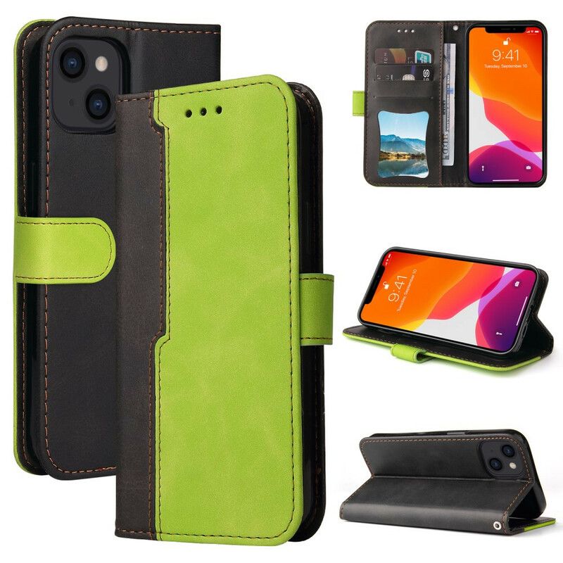Flip Kotelot iPhone 13 Bicolor Faux Leather
