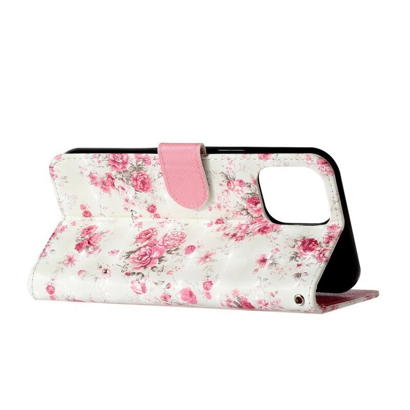 Flip Kotelot iPhone 13 Pro Max Flowers Light Spots Strappy Suojakuori