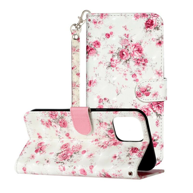 Flip Kotelot iPhone 13 Pro Max Flowers Light Spots Strappy Suojakuori