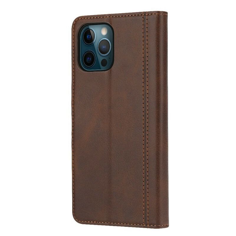 Flip Kotelot iPhone 13 Pro Max Nahkaefekti Edessä Korttiteline Ja Hihna