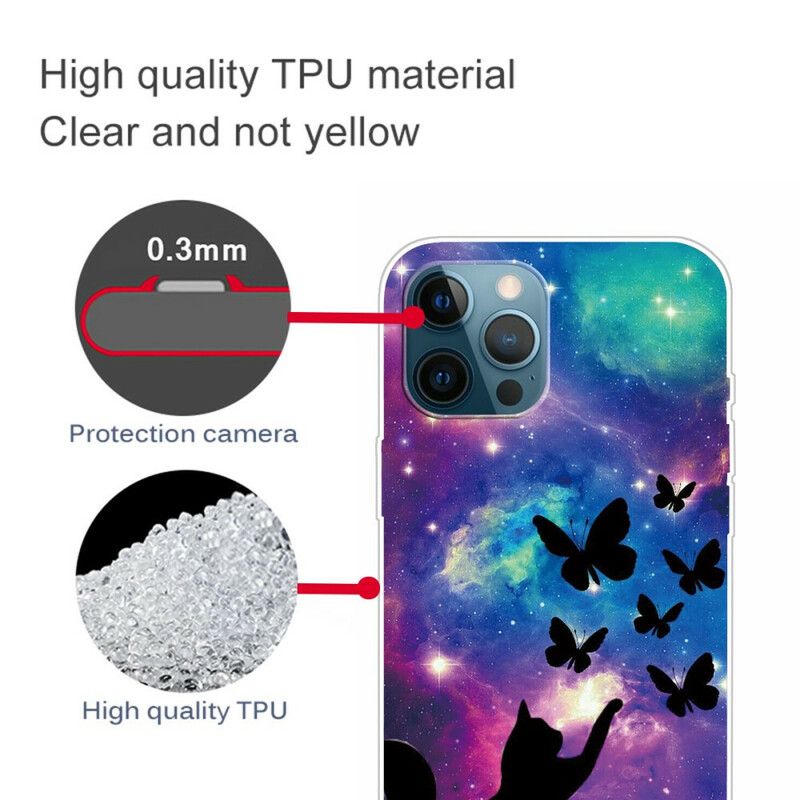 Kuori iPhone 13 Pro Max Kissat Ja Perhoset Avaruudessa