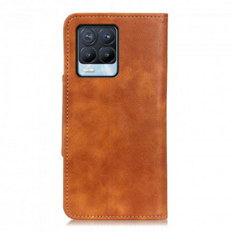 Flip Kotelot Realme 8 / 8 Pro Keinonahkainen Koristepainike