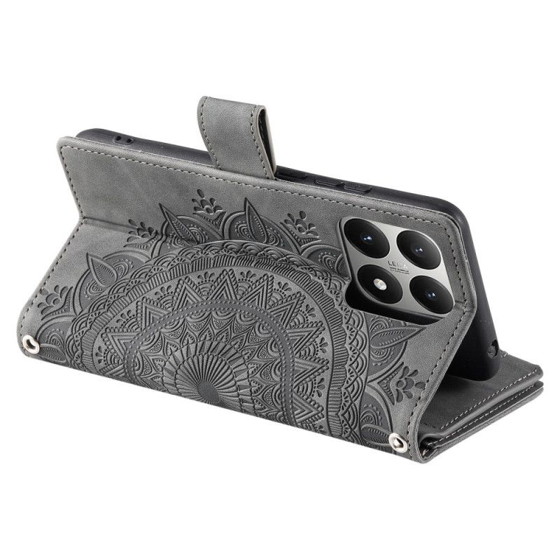Nahkakotelo Xiaomi 15t Mandala-mokkanahkakuvioinen Lompakko