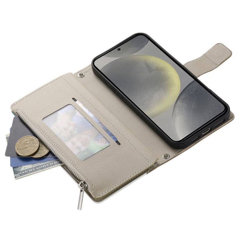 Kotelot Samsung Galaxy S25 Fe Puhelinkuoret Nahkainen Vetoketjullinen Lompakko Hihnoilla