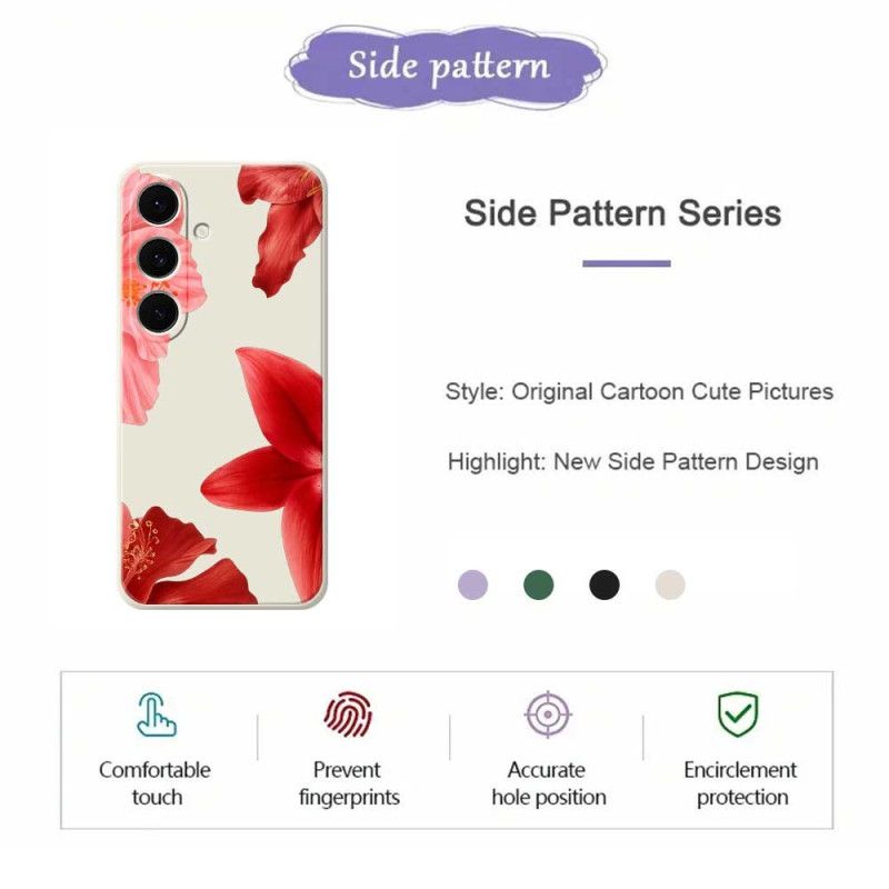 Kuori Samsung Galaxy S25 Fe Punainen Kukkasilikoni