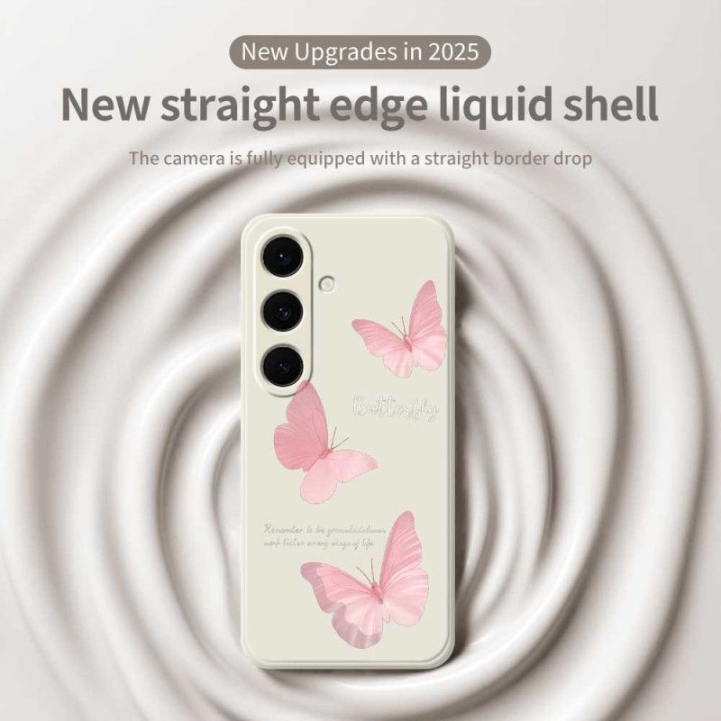 Kuori Samsung Galaxy S25 Fe Vaaleanpunainen Perhos-silikoni Suojakuori