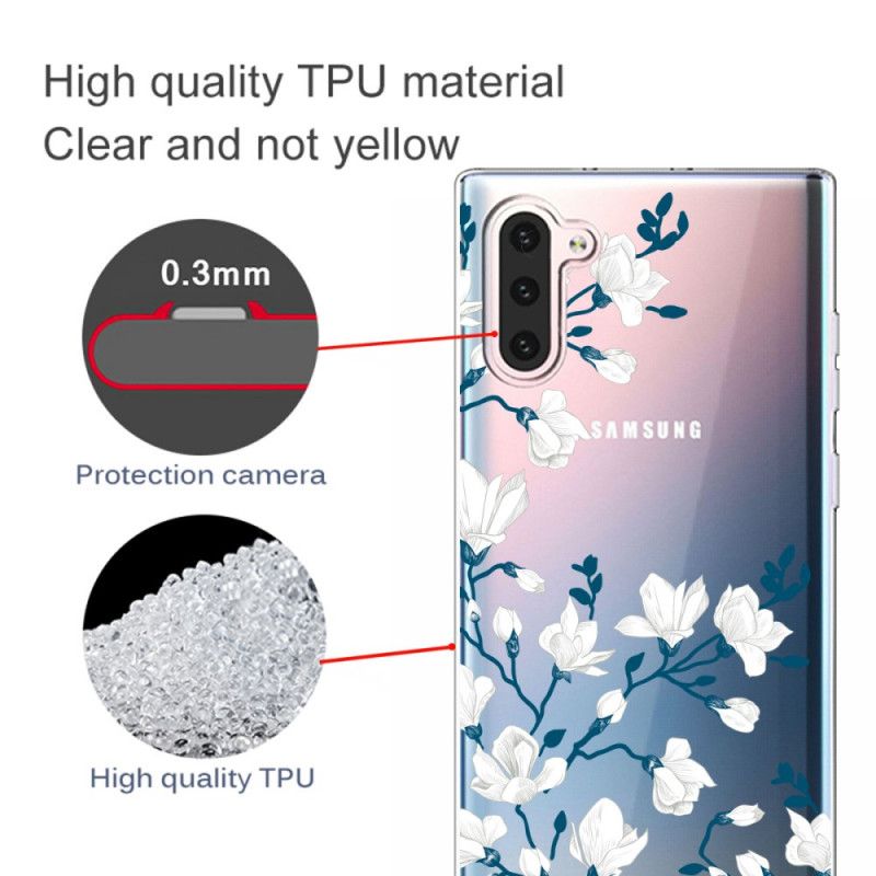 Kuori Samsung Galaxy Note 10 Valkoiset Kukat Suojakuori