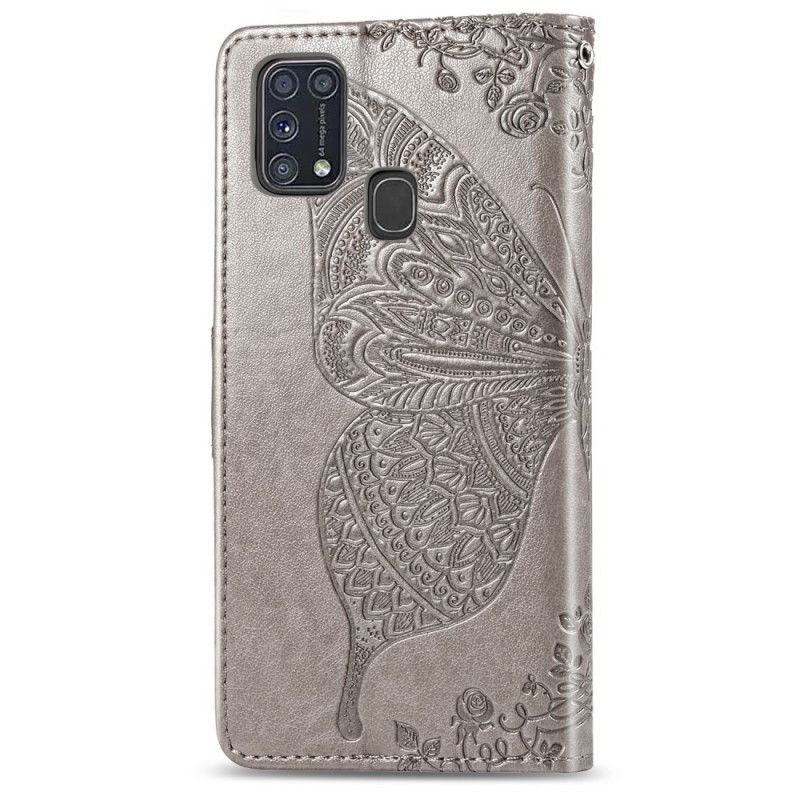 Kotelot Samsung Galaxy M31 Harmaa Puoli Perhosia Suojakuori