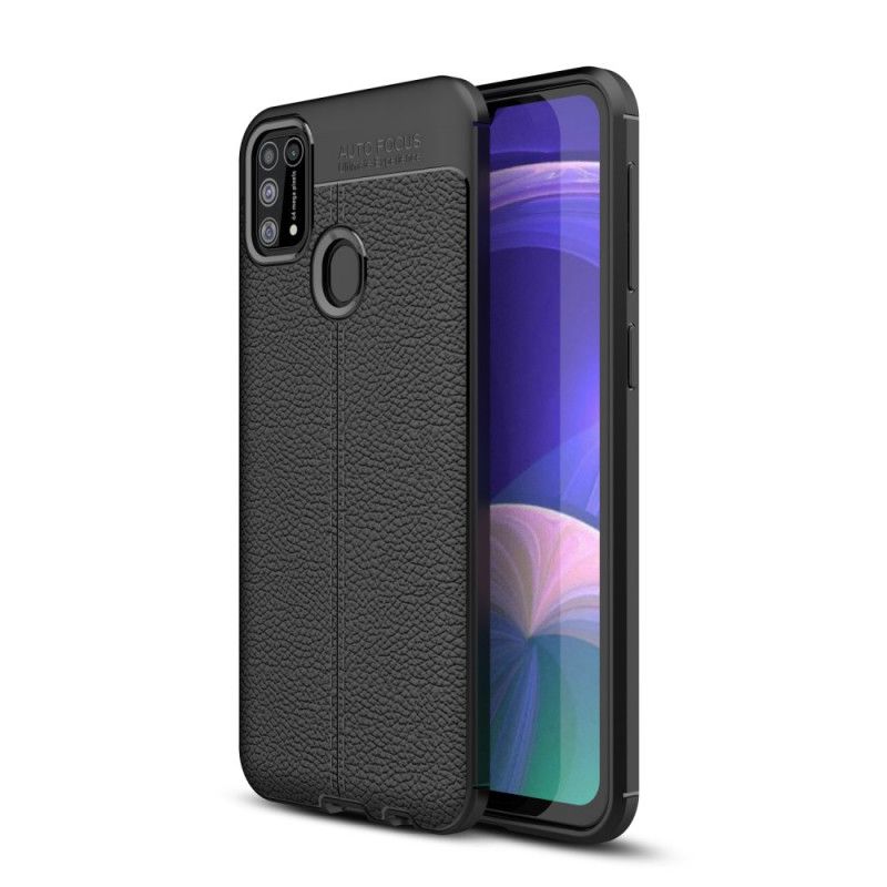 Kuori Samsung Galaxy M31 Punainen Musta Kaksilinjainen Litsi Nahkaa