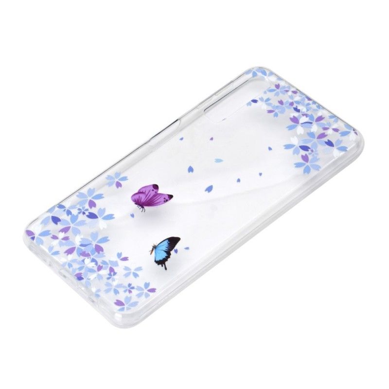 Case Kuoret Samsung Galaxy A7 Puhelinkuoret Läpinäkyvät Perhoset Ja Kukat
