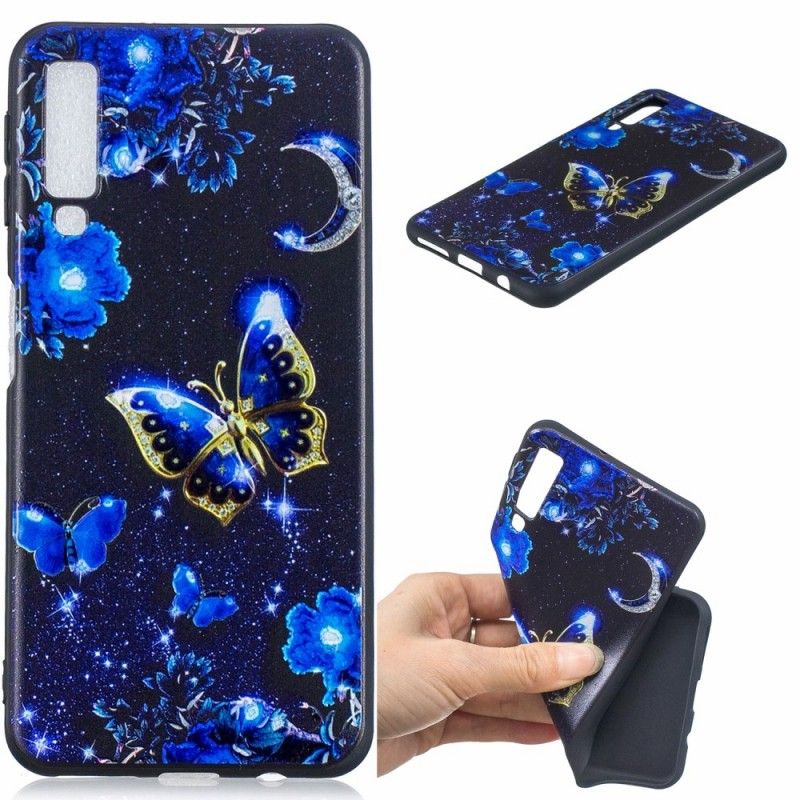Kuori Samsung Galaxy A7 Kultainen Perhonen Suojakuori