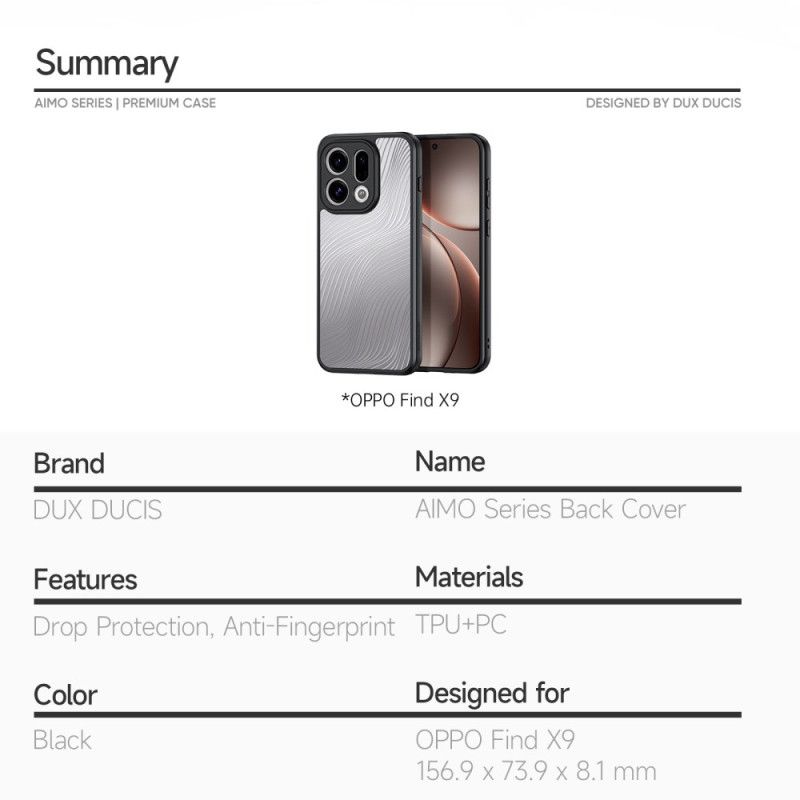 Kuori Oppo Find X9 5g Aimo-sarja Dux Ducis