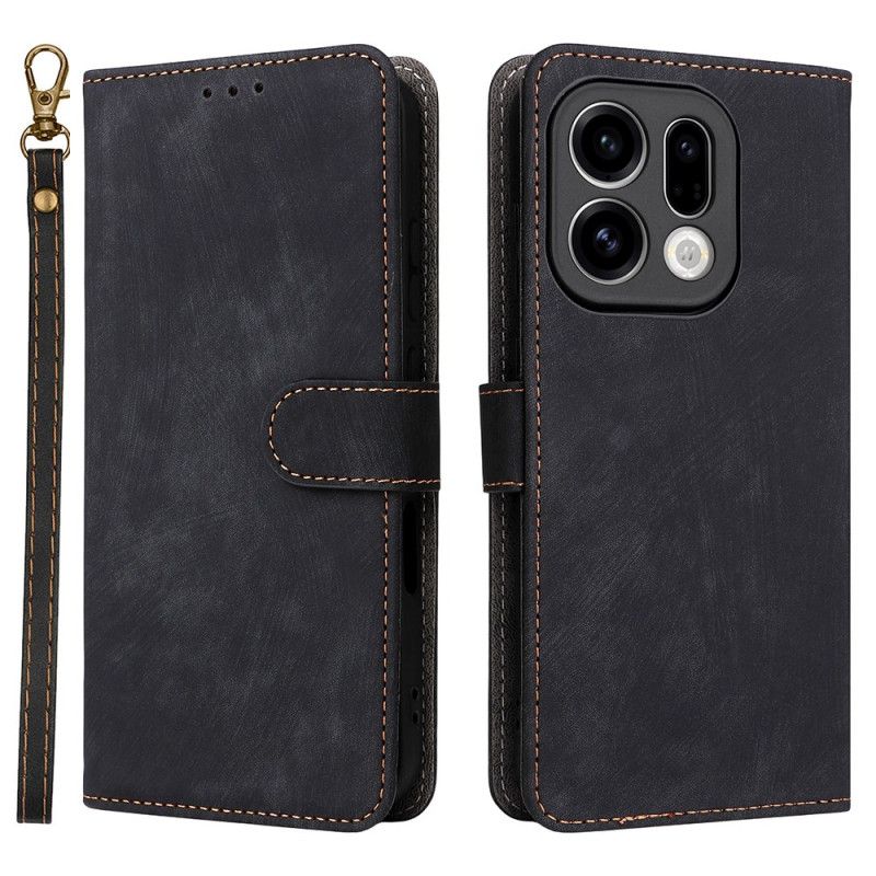 Nahkakotelo Oppo Find X9 5g Mokkanahkakuvio Hihnalla