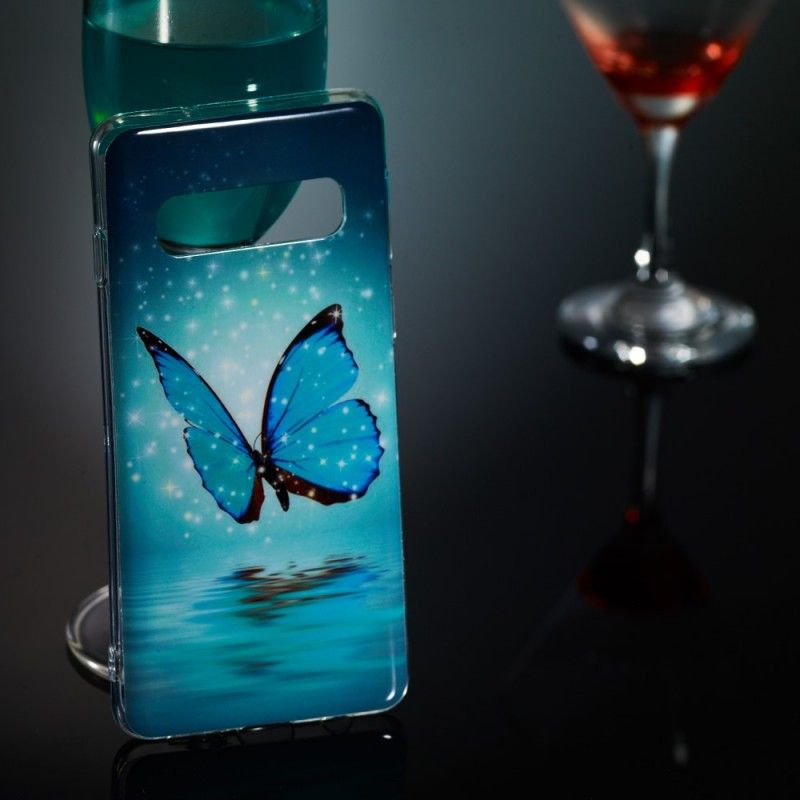 Kuori Samsung Galaxy S10 Fluoresoiva Sininen Perhonen Suojakuori