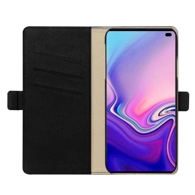 Nahkakotelo Samsung Galaxy S10 Ruusukulta Musta Puhelinkuoret Dzgogo Milo -Sarja