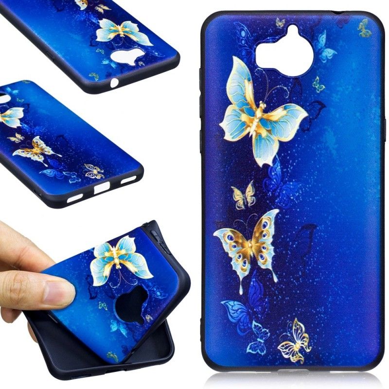 Kuori Huawei Y6 2017 Puhelinkuoret Kohokuvioidut Perhoset Yöllä