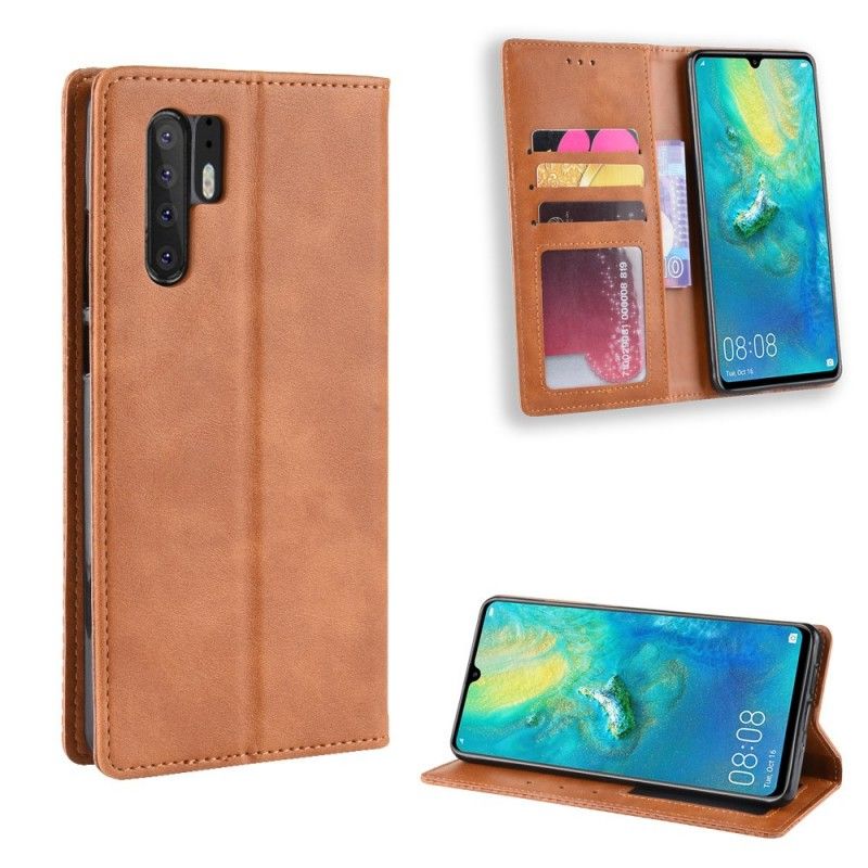 Flip Kotelot Huawei P30 Pro Punainen Musta Tyylitelty Vintage-Nahkaefekti Suojakuori
