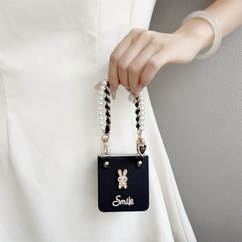 Case Samsung Galaxy Z Flip 7 Puhelinkuoret Hymiöpupu Rannekkeella