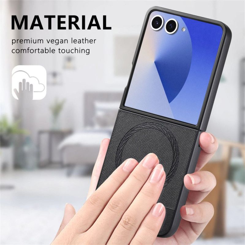 Case Samsung Galaxy Z Flip 7 Puhelinkuoret Magsafe-yhteensopiva Farkkuteksturoitu Nahka