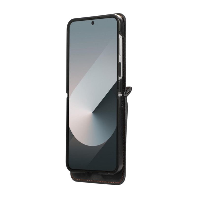 Kotelot Samsung Galaxy Z Flip 7 Nahkakuvioinen Korttikotelo Ja Olkahihna