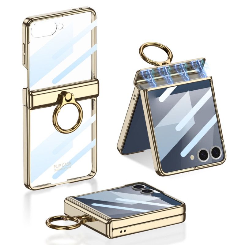 Kuori Samsung Galaxy Z Flip 7 Läpinäkyvä Jalustalla Ja Magneettisella Suojauksella Gkk