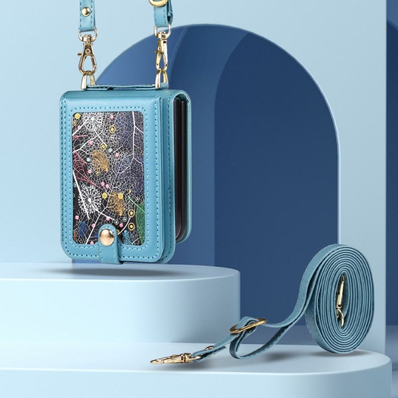 Kuori Samsung Galaxy Z Flip 7 Marmorinen Korttiteline Ja Olkahihna Suojakuori