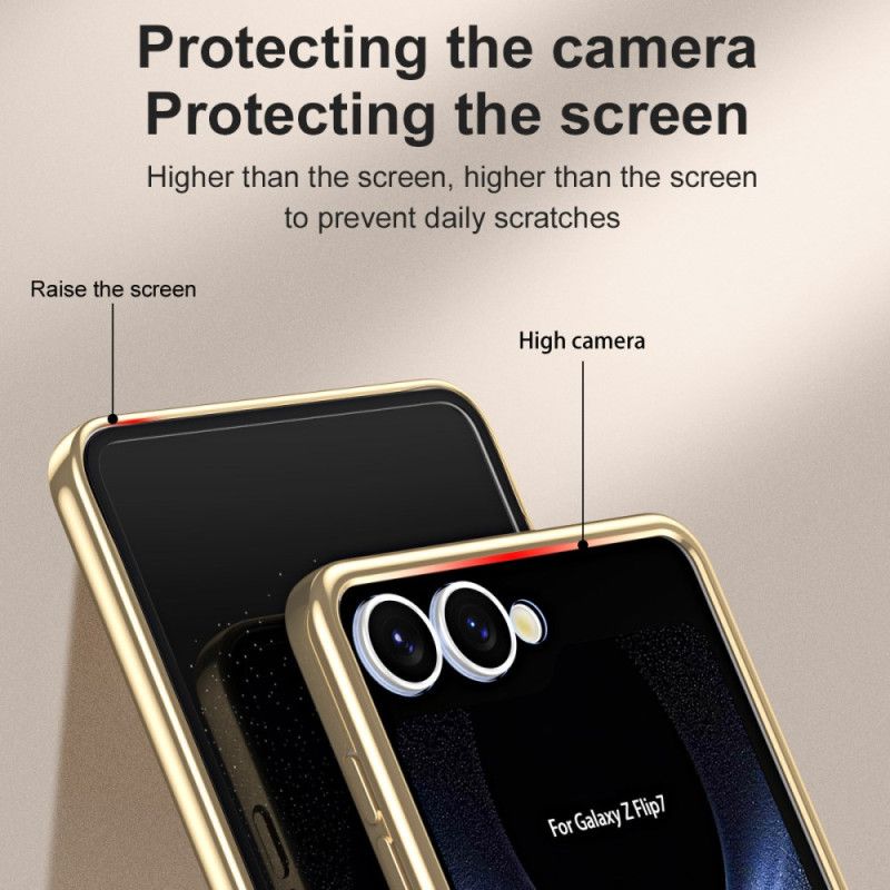 Kuori Samsung Galaxy Z Flip 7 Metallinen Reunus Näytönsuojalla