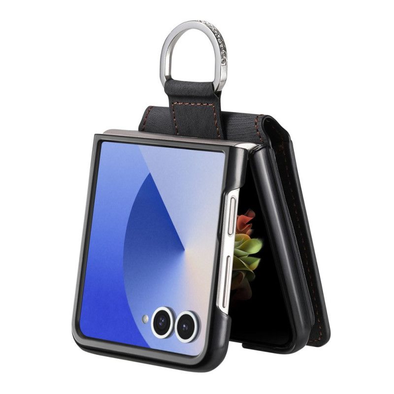 Kuori Samsung Galaxy Z Flip 7 Vintage-efektinen Korttikotelo Ja Pidike Suojakuori