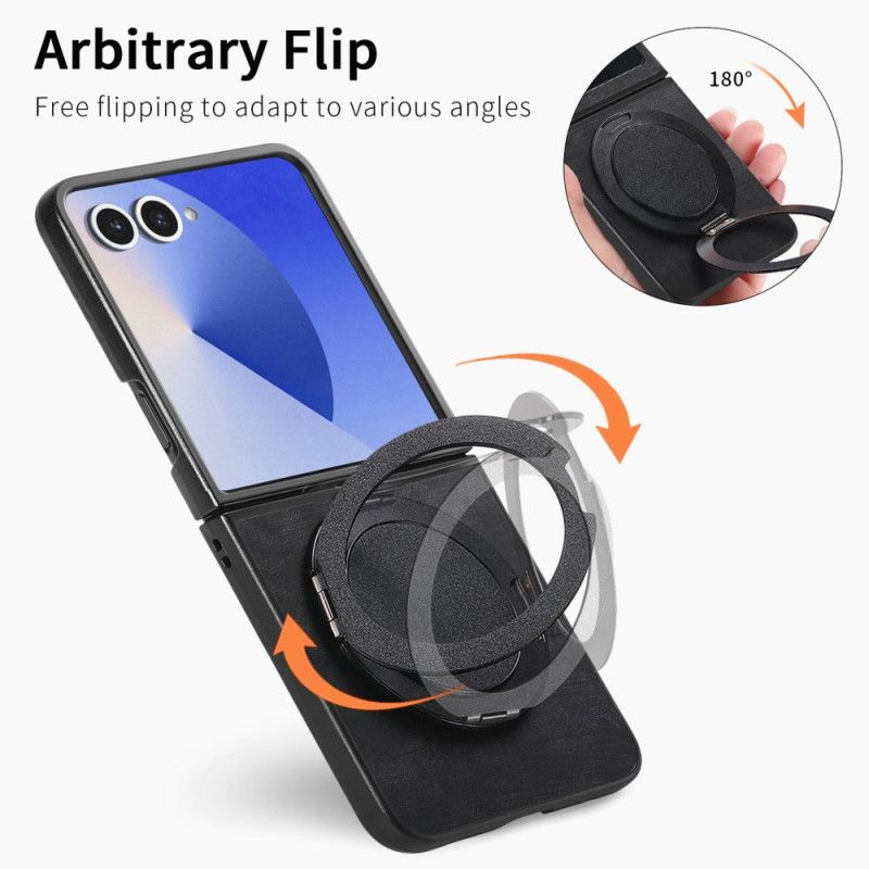 Puhelinkuoret Samsung Galaxy Z Flip 7 Nahkaefekti Pyörivällä Jalustalla
