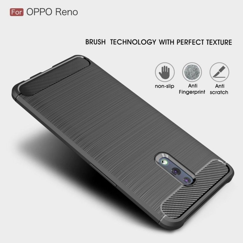 Kuori Oppo Reno Punainen Musta Harjattu Hiilikuitu Suojakuori