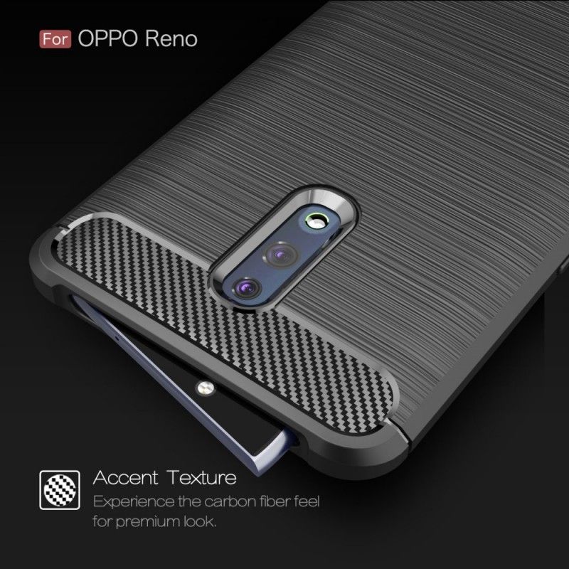 Kuori Oppo Reno Punainen Musta Harjattu Hiilikuitu Suojakuori