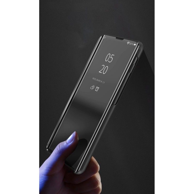 Näkymäkansi Oppo Reno Tummansininen Musta Peili Ja Keinonahka