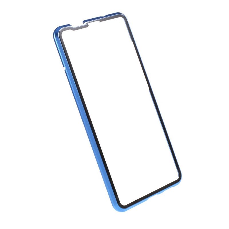 Kuori Xiaomi Mi 9T / Mi 9T Pro Valkoinen Musta Metallireunat Ja Karkaistu Lasi