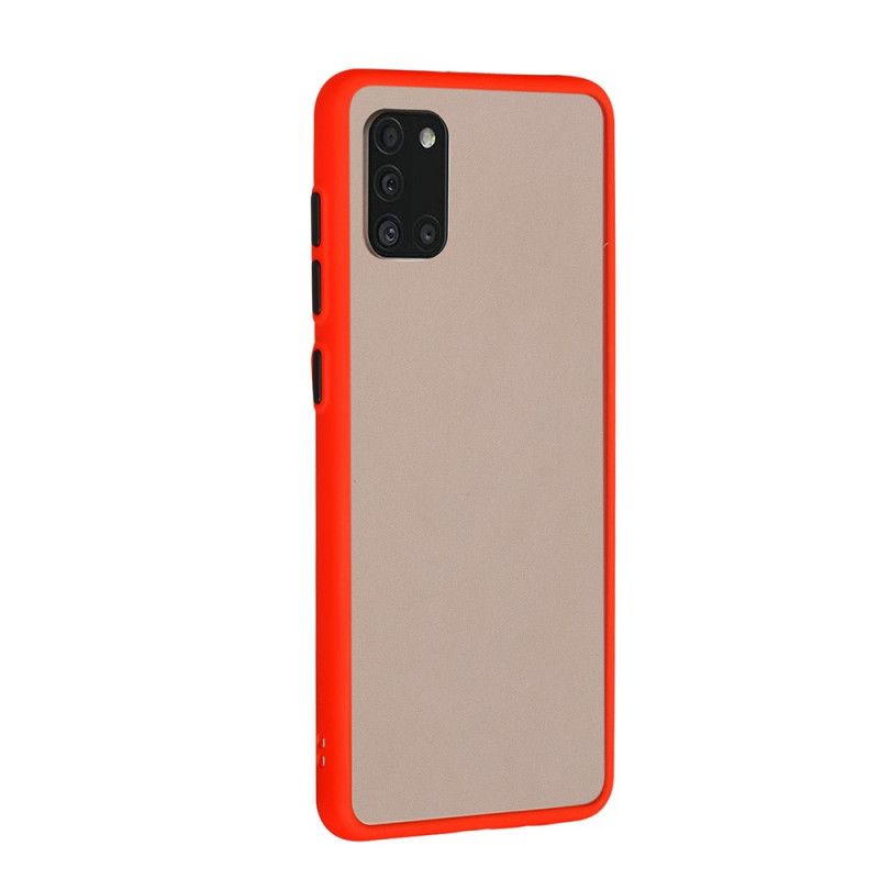 Kuori Samsung Galaxy A31 Valkoinen Musta Hybridi. Jossa On Värilliset Reunat
