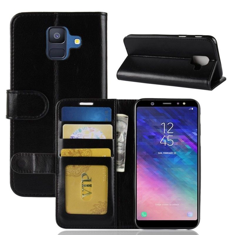 Kotelot Samsung Galaxy A6 Valkoinen Musta Nahkaefekti Suojakuori