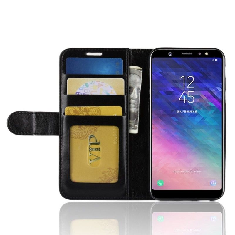 Kotelot Samsung Galaxy A6 Valkoinen Musta Nahkaefekti Suojakuori