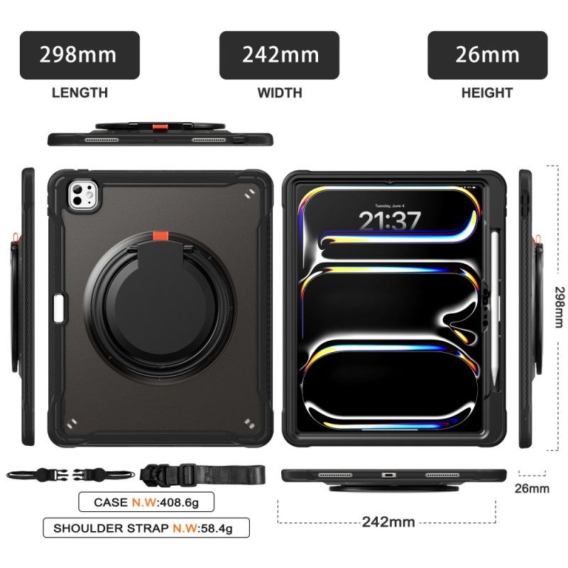 Case iPad Pro 13 (2025) Puhelinkuoret Pyörivä Jalusta Ja Olkahihna