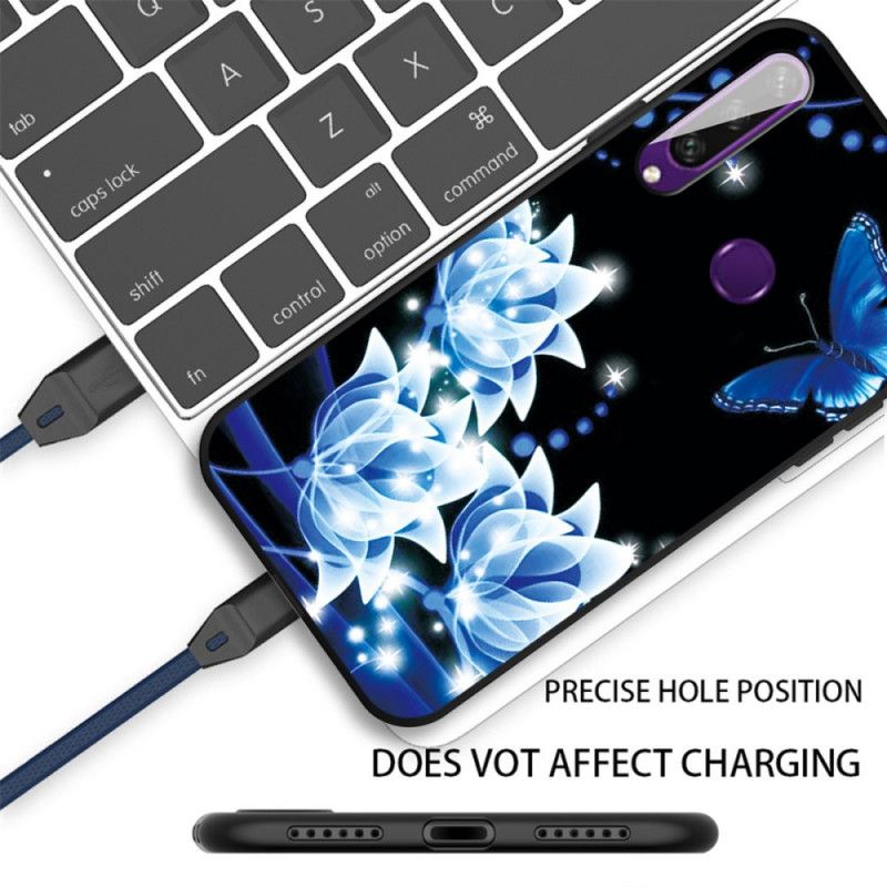 Kuori Huawei Y6p Perhonen Ja Siniset Kukat Suojakuori