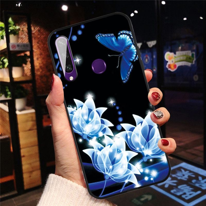 Kuori Huawei Y6p Perhonen Ja Siniset Kukat Suojakuori