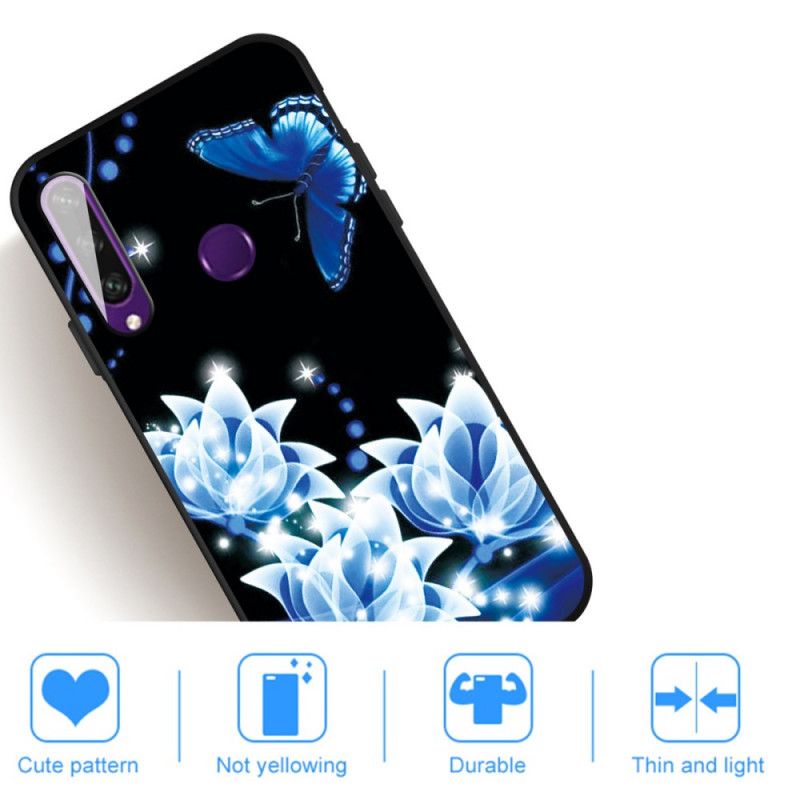Kuori Huawei Y6p Perhonen Ja Siniset Kukat Suojakuori