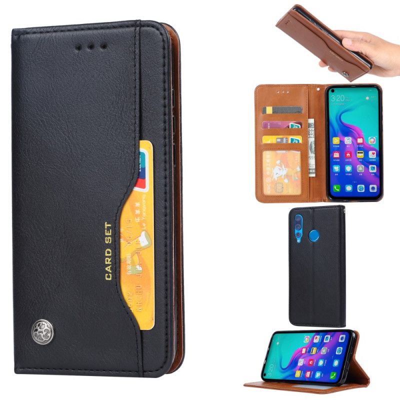 Flip Kotelot Huawei P Smart Z Punainen Musta Tekonahkakorttikotelo