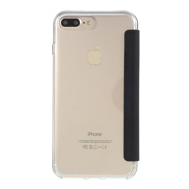 Flip Kotelot iPhone 7 Plus / 8 Plus Musta Peili- Ja Nahkaefekti