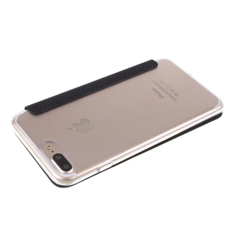 Flip Kotelot iPhone 7 Plus / 8 Plus Musta Peili- Ja Nahkaefekti