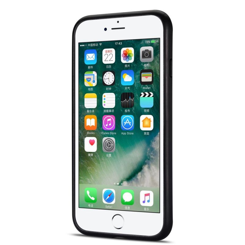 Kuori iPhone 7 Plus / 8 Plus Tummansininen Musta Onnellinen Elämä Tukirenkaalla