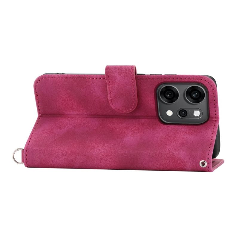 Kotelot Oppo Reno 14 Pro 5g Pitsimokkanahkaefekti Hihnalla Ja Olkahihnalla