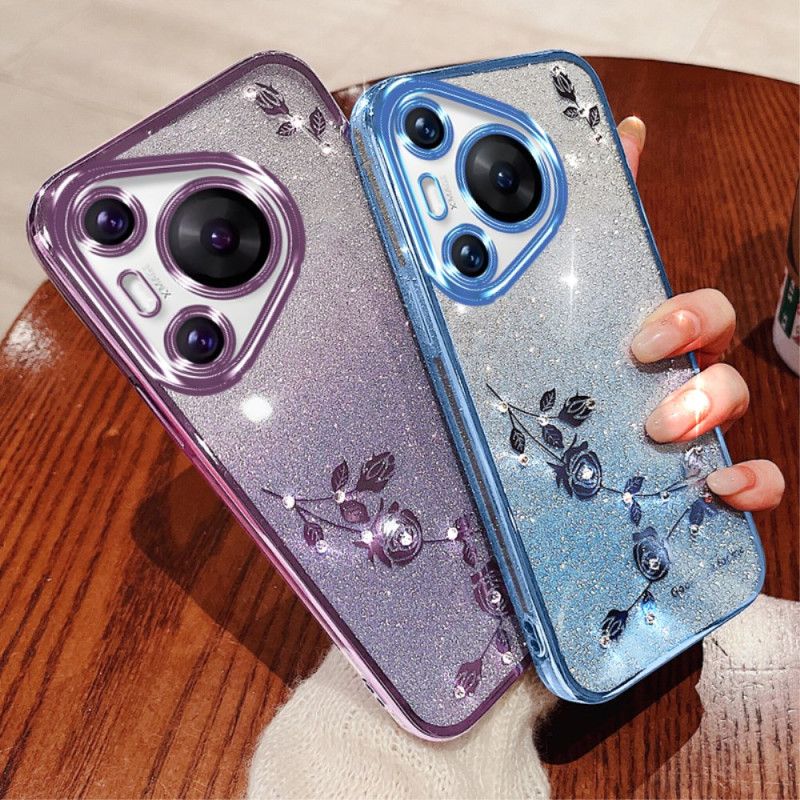 Kuori Huawei Pura 70 Pro Kukkia Ja Tekojalokiviä Kaulanauhalla